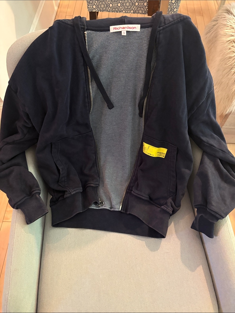 Richardson Navy Zip Hoodie with Waffle Knit Lining